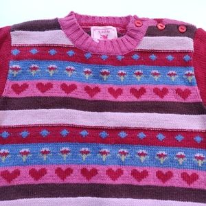 NWOT Room Seven Wool Blend Holiday Sweater 104 4 Heart Flower